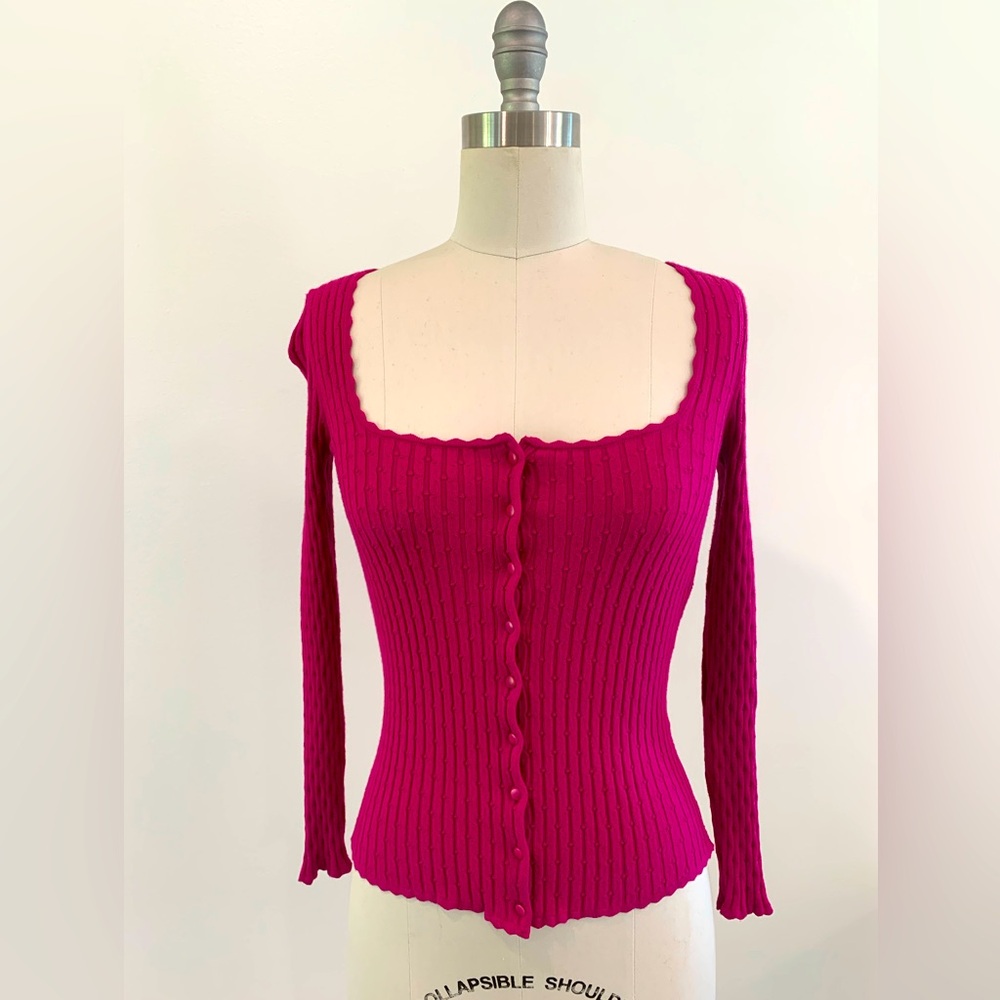 XS La Maille Sézane Magenta Cardi-Top